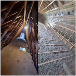 Insufflation de cellulose et soufflage ouvert - avant/après à Gembloux